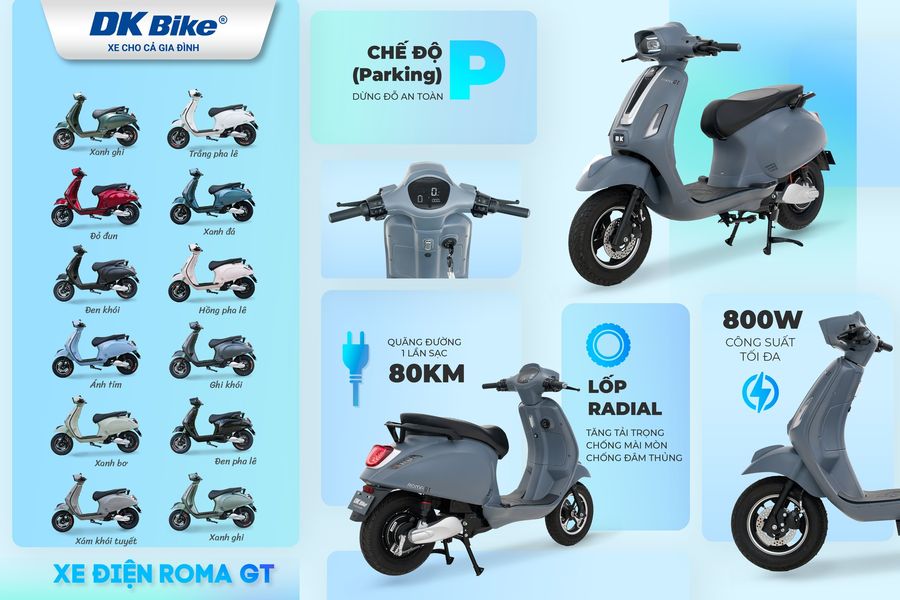 Xe máy điện DK Bike Roma GT có gì mới trong phiên bản 2025?